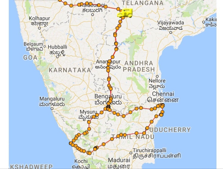 GreatIndianFoodTrip Roadtrip Map